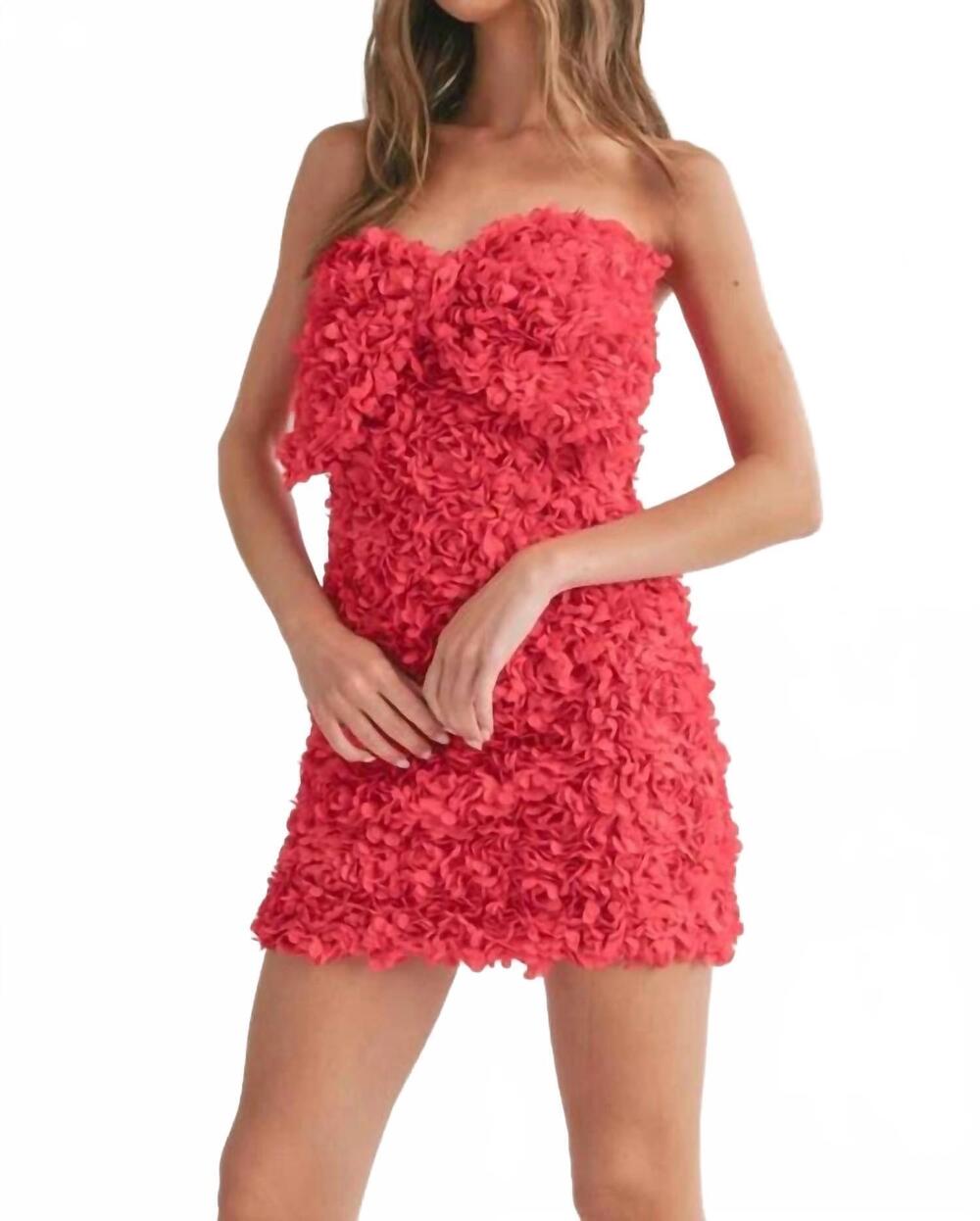 NEW KLESIS floral applique mini dress with front large bow in red - Picture 2 of 4